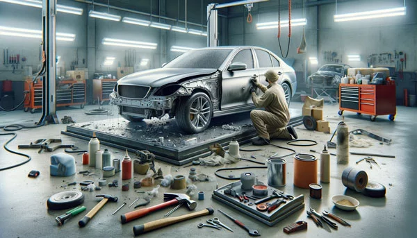 Une voiture dans un garage